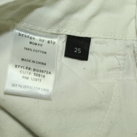 Bridge by Gly Women's 25 100% Cotton White Distressed Straight Leg Jeans - Picture 5 of 7